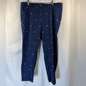 Talbots Navy Relaxed Chinos With Pink Flamingos 16